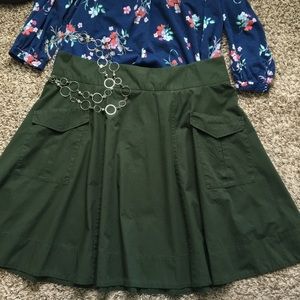 Green A-line Skirt (eShakti)